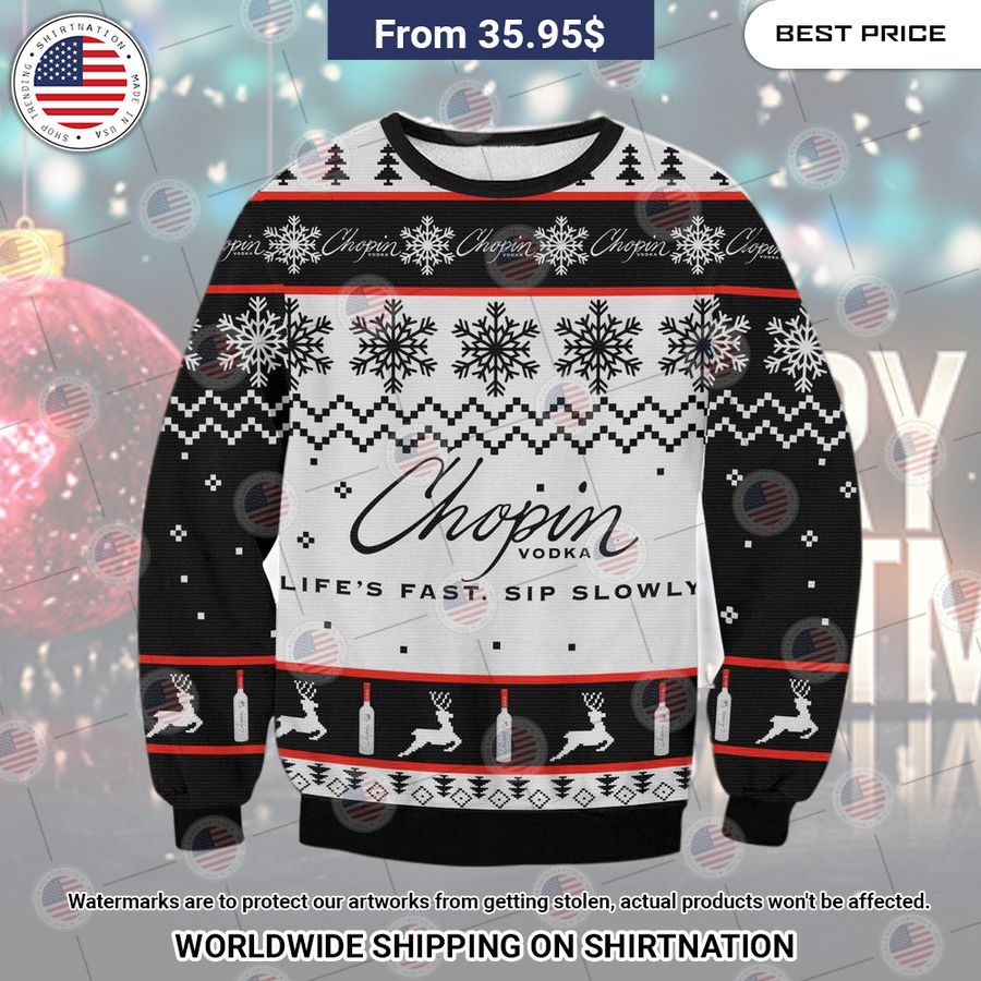 Chopin vodka Christmas Sweater Studious look