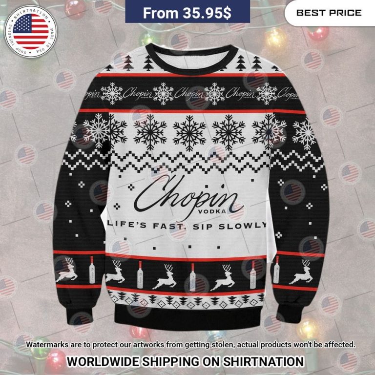 Chopin vodka Christmas Sweater The beauty has no boundaries in this picture.