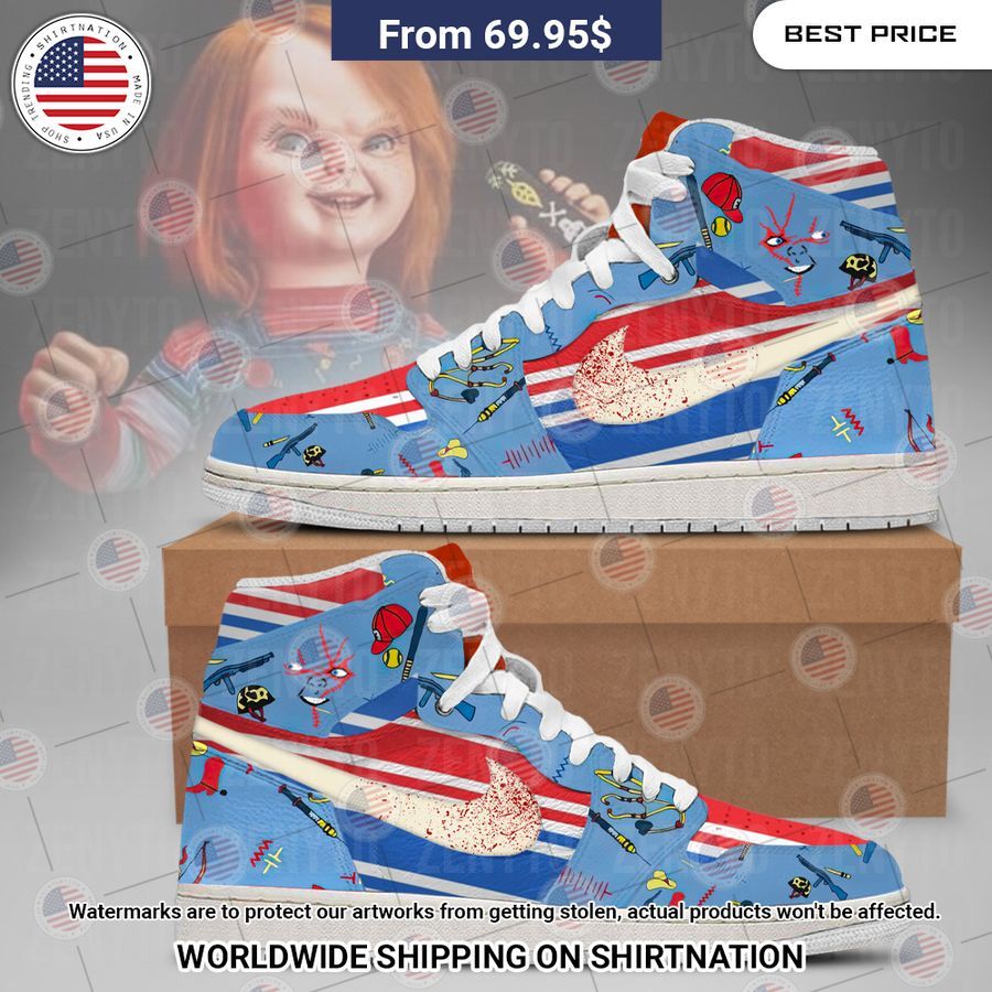 Chucky Halloween Nike Jordan High Top Your face is glowing like a red rose