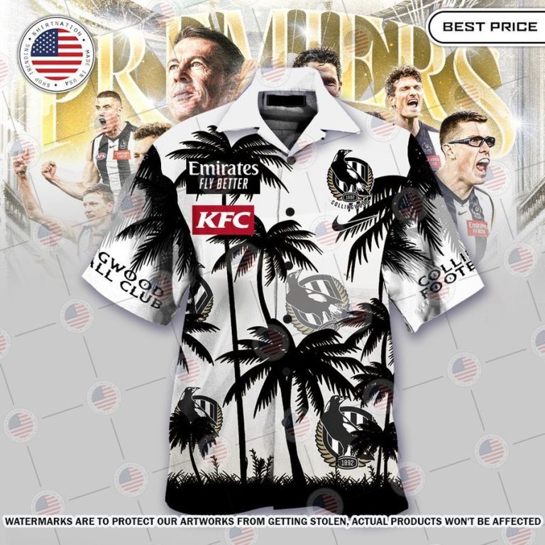 Collingwood FC White Hawaiian Shirt Eye soothing picture dear