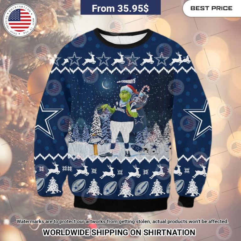 Dallas Cowboys Grinch Sweater Your face is glowing like a red rose