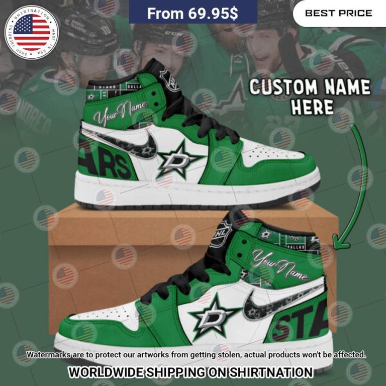 Dallas Stars Custom Nike Air Jordan High Top Shoes Beauty queen