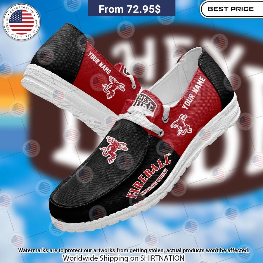 Fireball Cinnamon Whisky Custom Hey Dude Shoes You look different and cute