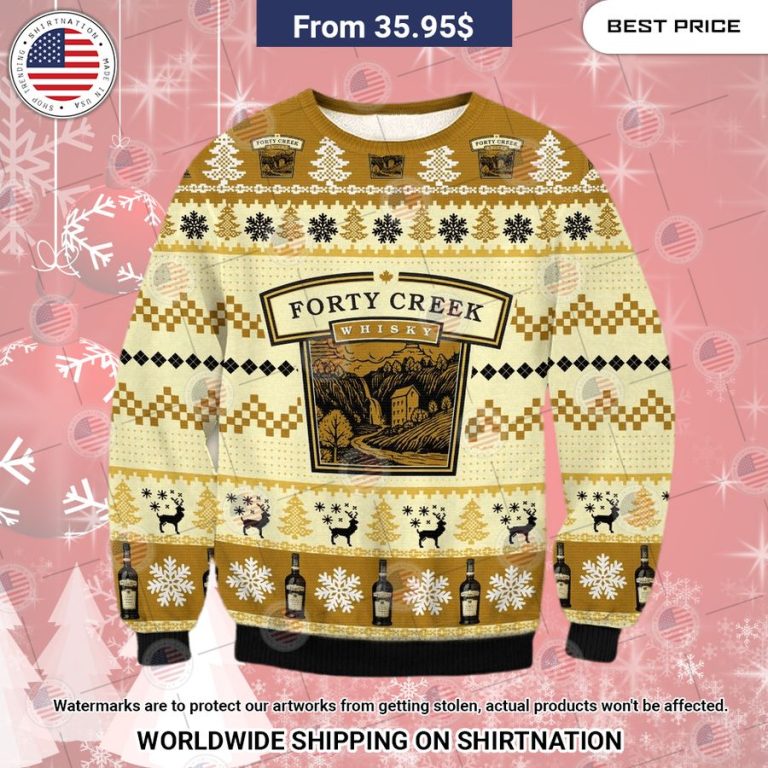 Forty Creek Whiskey Christmas Sweater Bless this holy soul, looking so cute