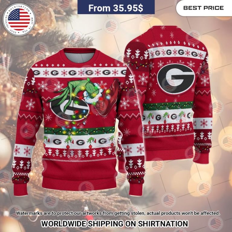 Georgia Bulldogs Grinch Christmas Sweater Rocking picture