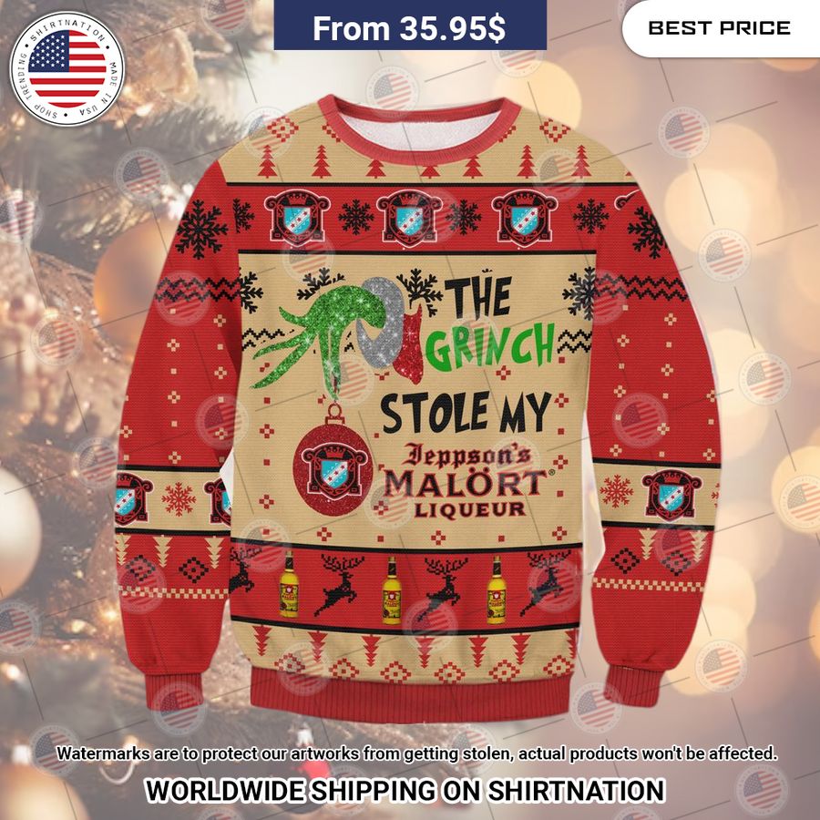 Grinch Stole Malort Christmas Sweater Two little brothers rocking together