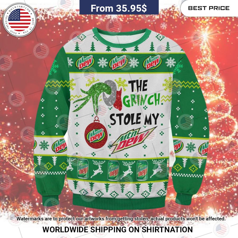 Grinch Stole Mountain Dew Sweater Cutting dash