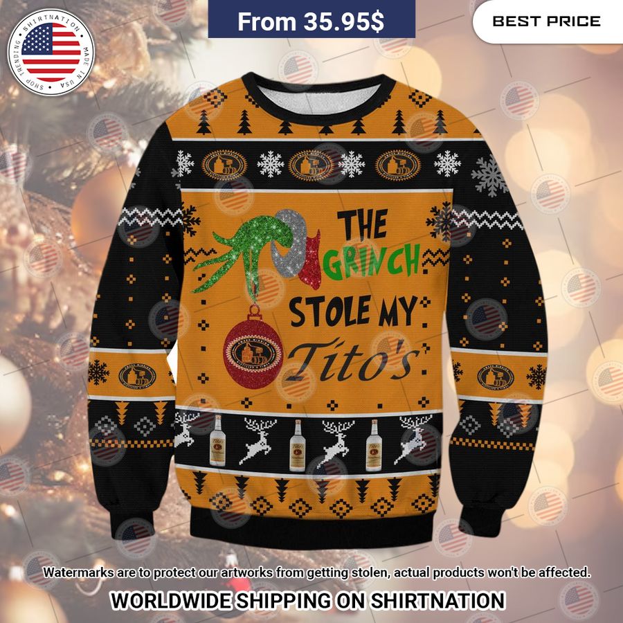 Grinch Stole Tito Christmas Sweater Stand easy bro