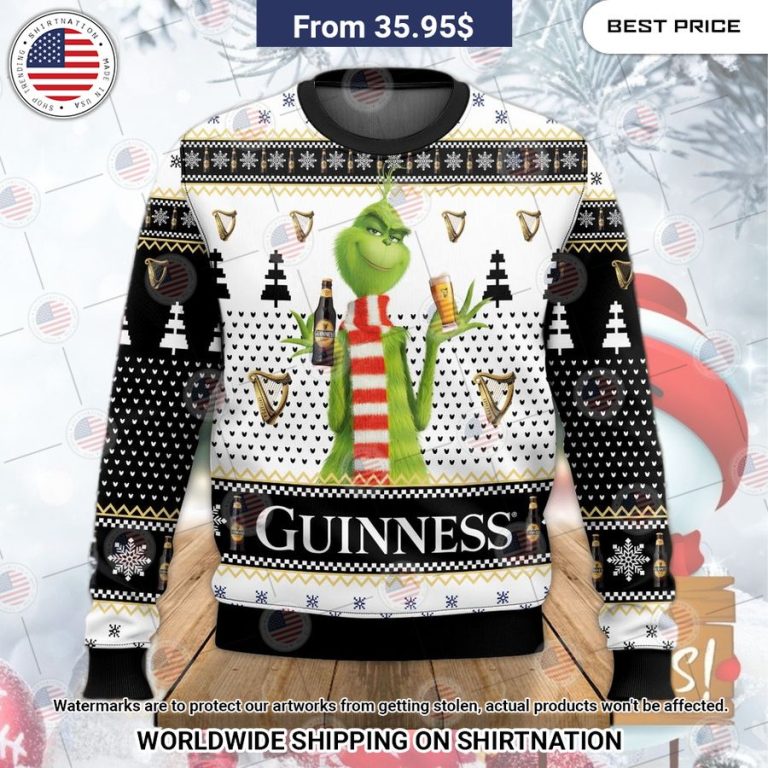 Guinness Beer Grinch Christmas Sweater You look handsome bro