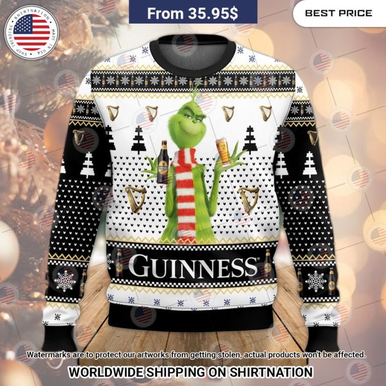 Guinness Beer Grinch Christmas Sweater Good look mam