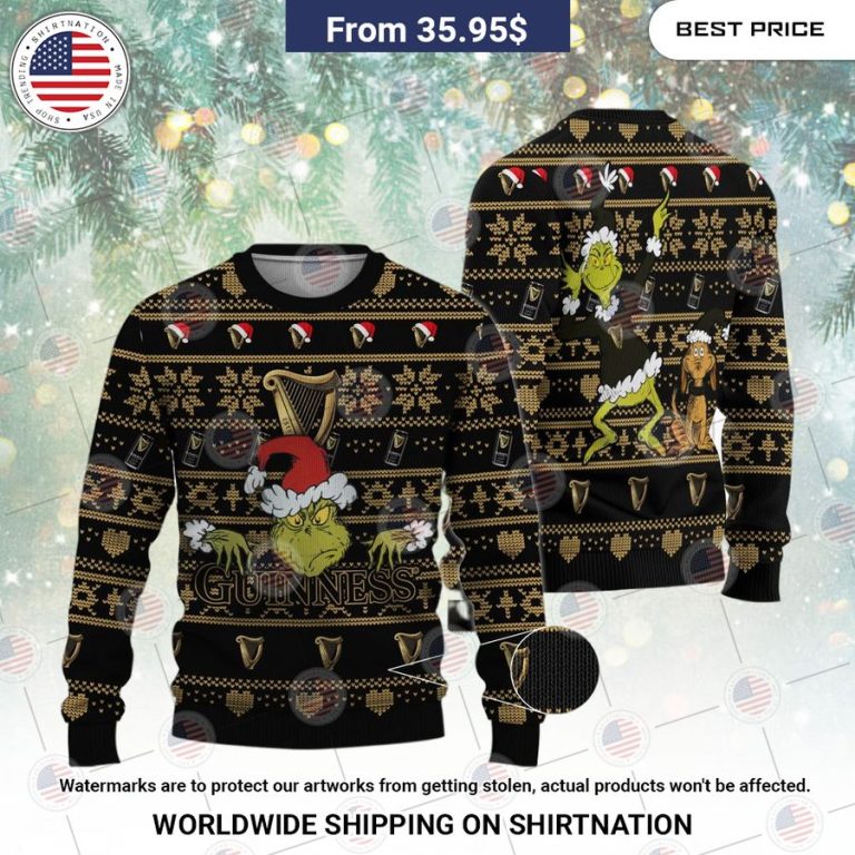 Guinness Beer Grinch Sweater Such a charming picture.