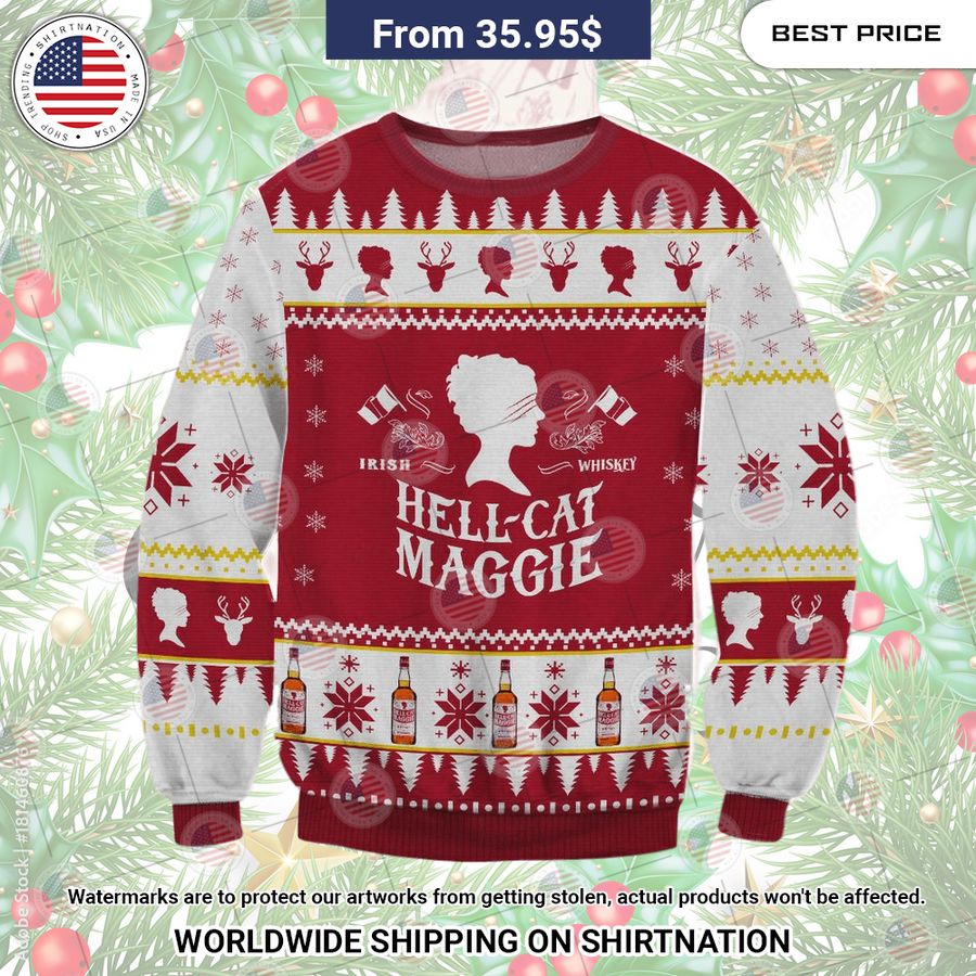 Hellcat Maggie Christmas Sweater Radiant and glowing Pic dear