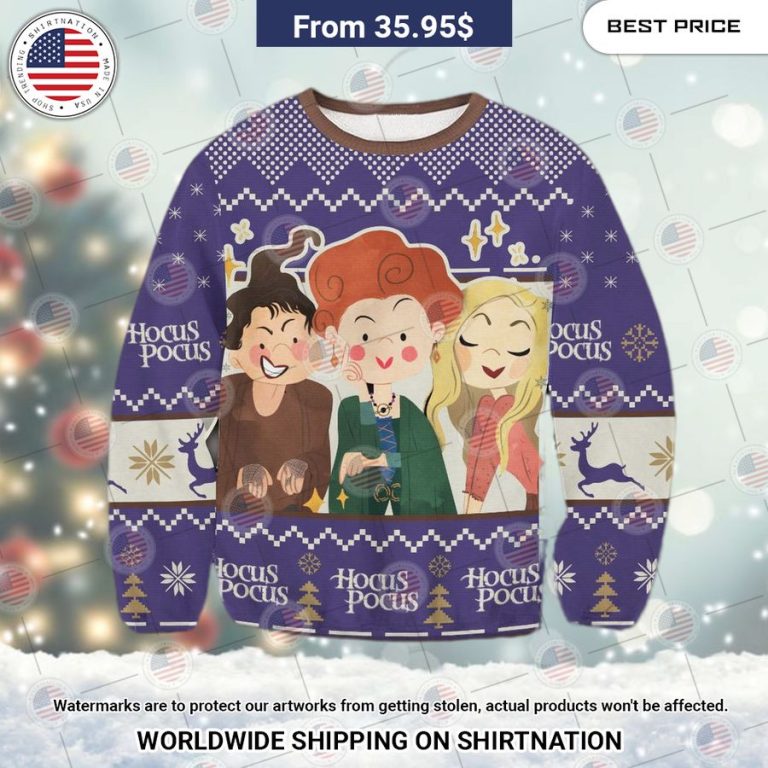 Hocus Pocus Halloween Christmas Sweater Such a charming picture.