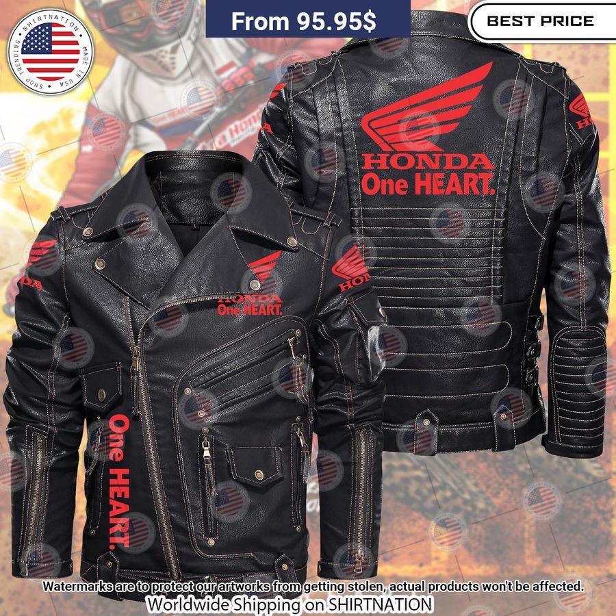 Honda One Heart Belt Solid Zip Locomotive Leather Jacket Awesome Pic guys