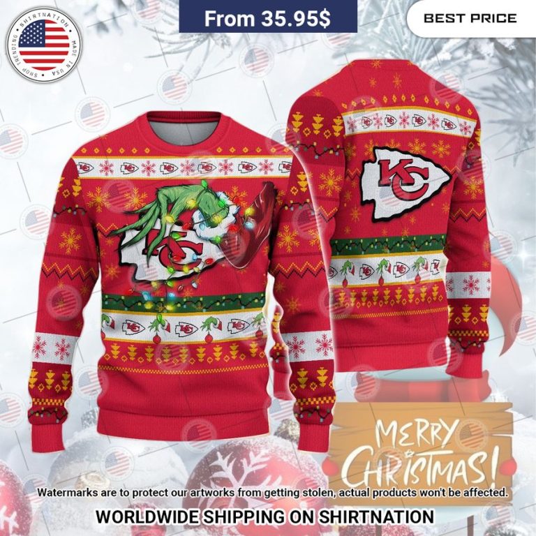 Kansas City Chiefs Grinch Christmas Sweater Lovely smile