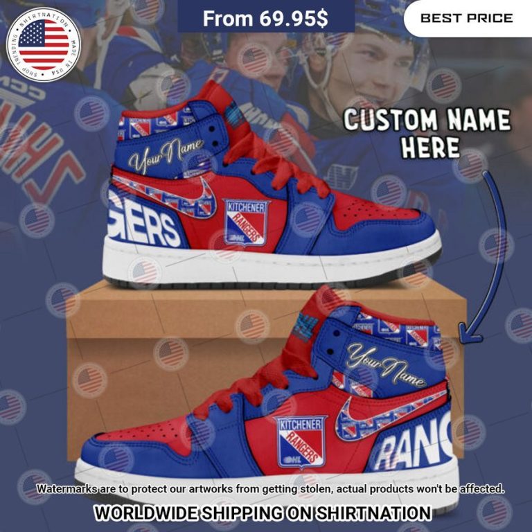 Kitchener Rangers Custom Nike Air Jordan High Top Shoes Rocking picture