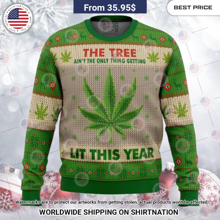 Lit This Year Weed Christmas Sweater Oh! You make me reminded of college days