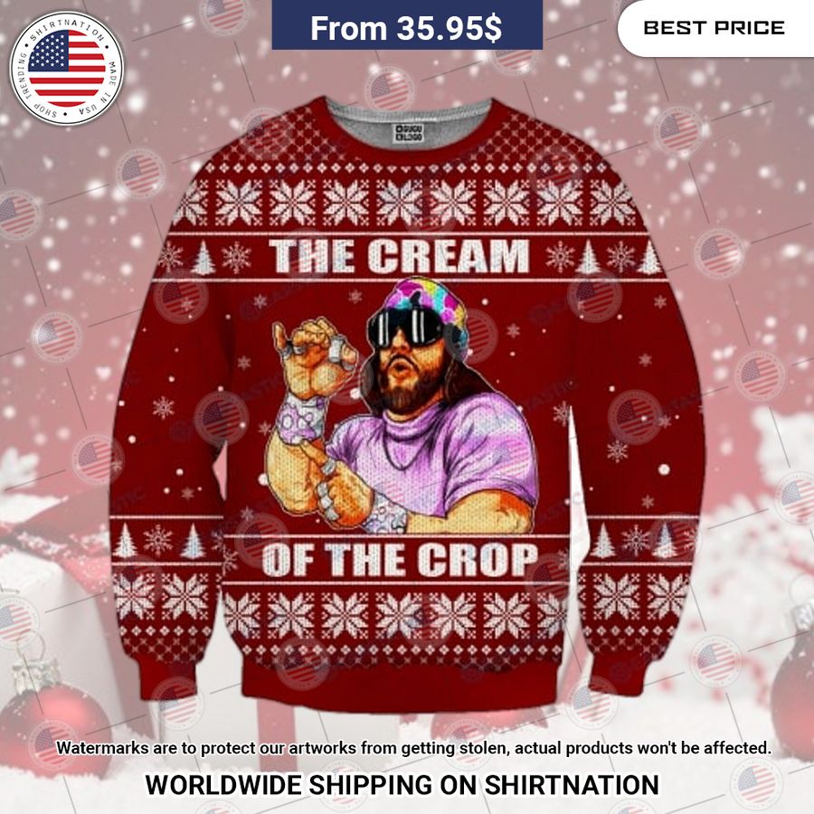 Macho Man The Cream of the Crop Christmas Sweater Stand easy bro