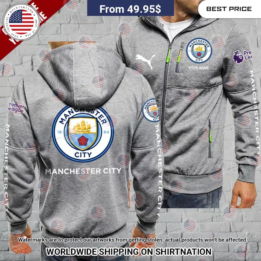 Manchester City Custom Chest Pocket Hoodie Natural and awesome
