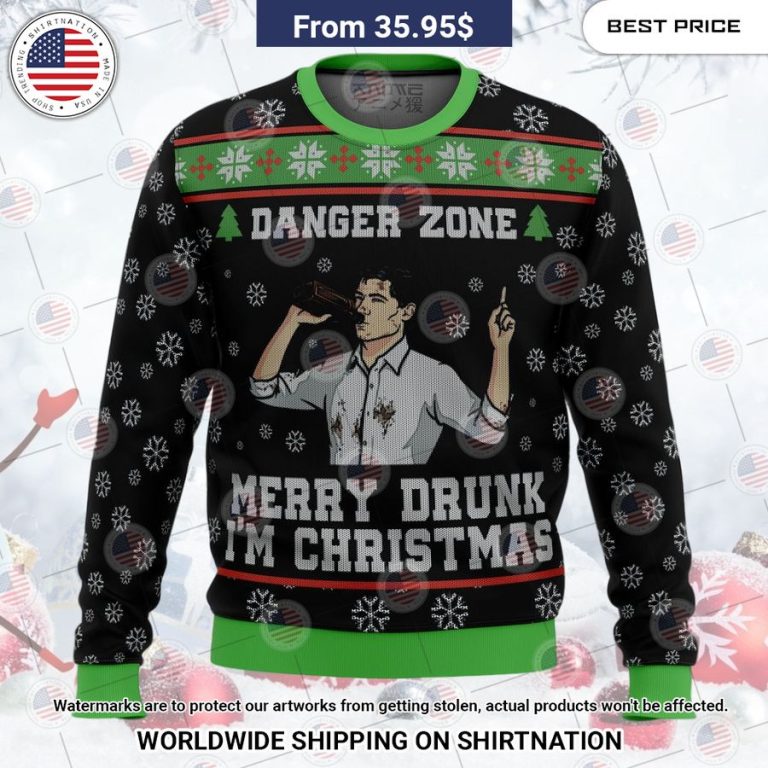 Merry Drunk I'm Christmas Sterling Archer Black Christmas Sweater Super sober