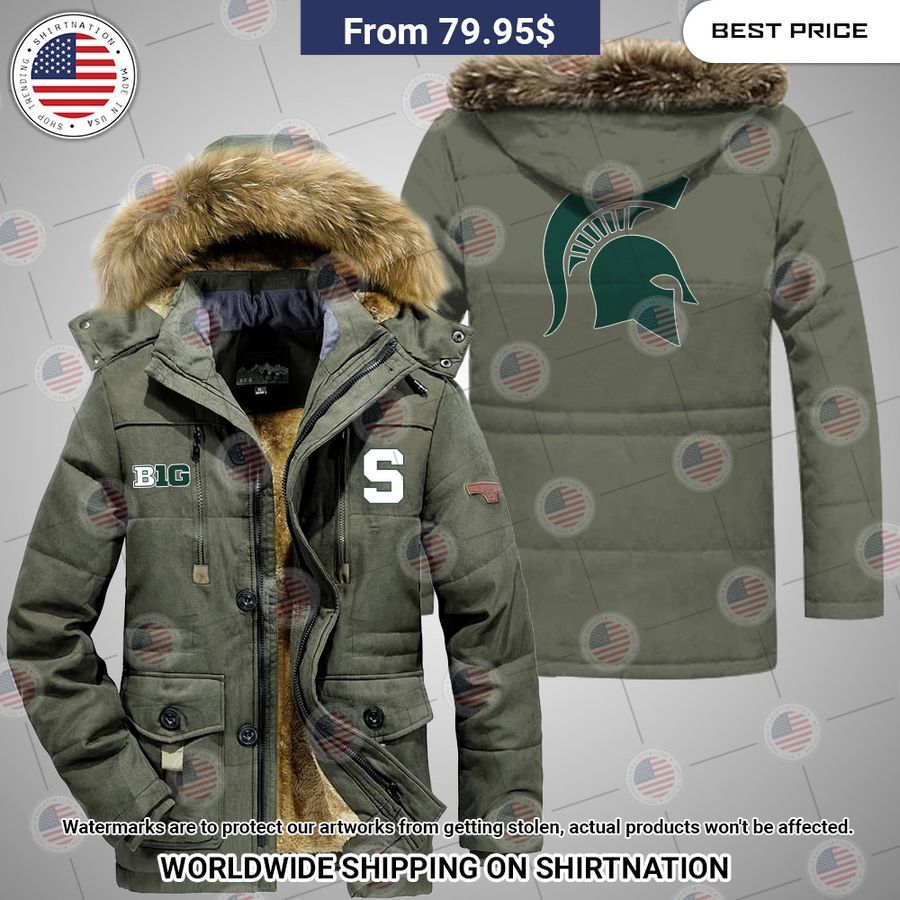 Michigan State Spartans Parka Jacket Oh! You make me reminded of college days