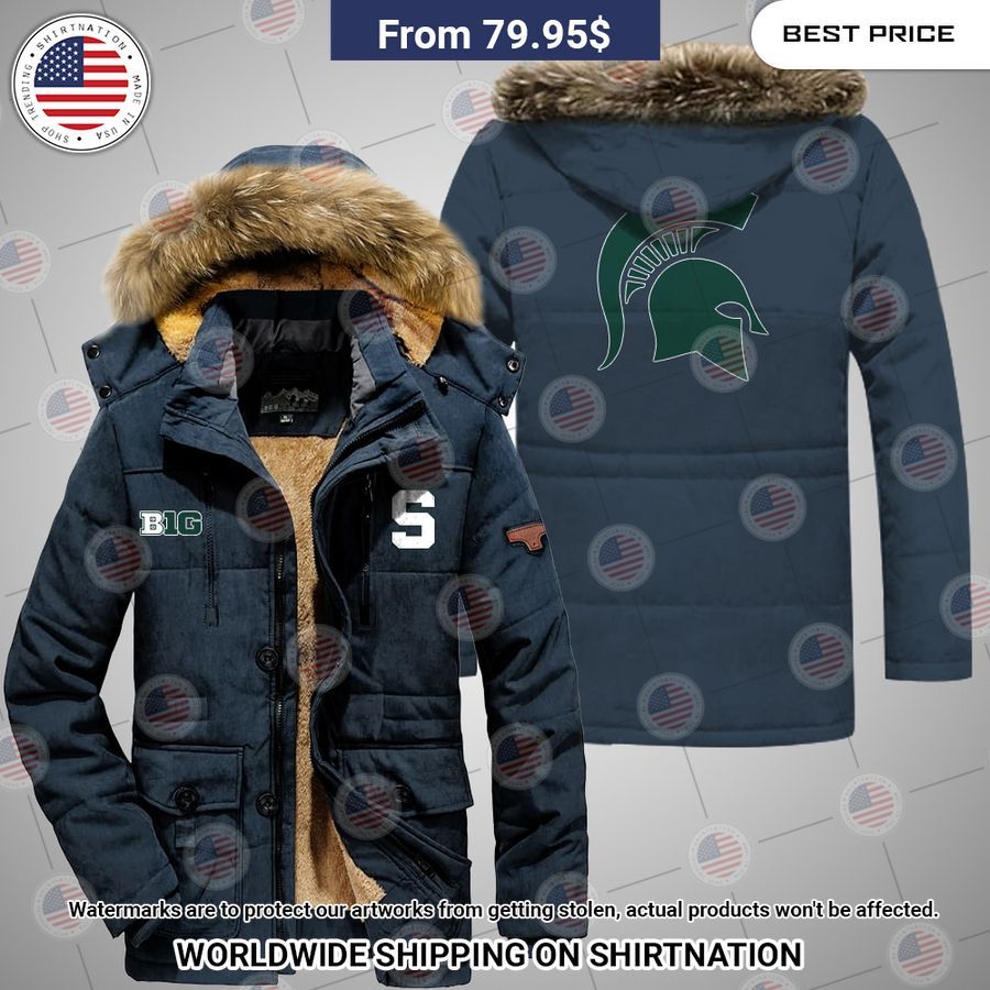 Michigan State Spartans Parka Jacket Bless this holy soul, looking so cute