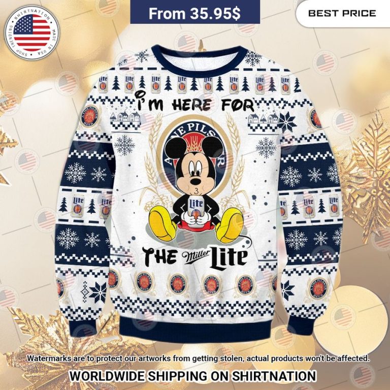 Mickey Mouse I'm Here For Miller Lite Sweater Nice elegant click