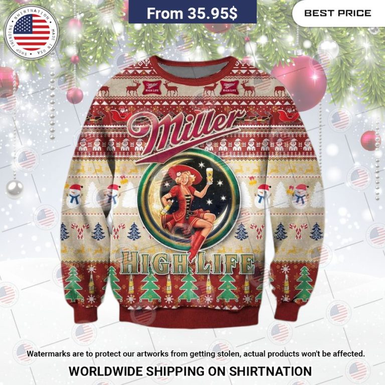 Miller Highlife Christmas Sweater Generous look