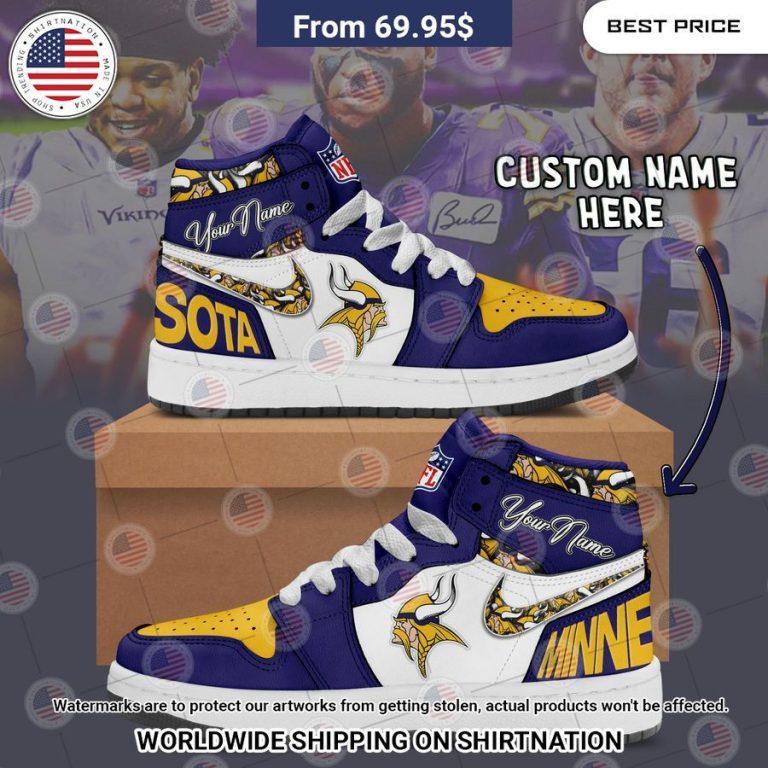 Minnesota Vikings Custom Air Jordan 1 Awesome Pic guys