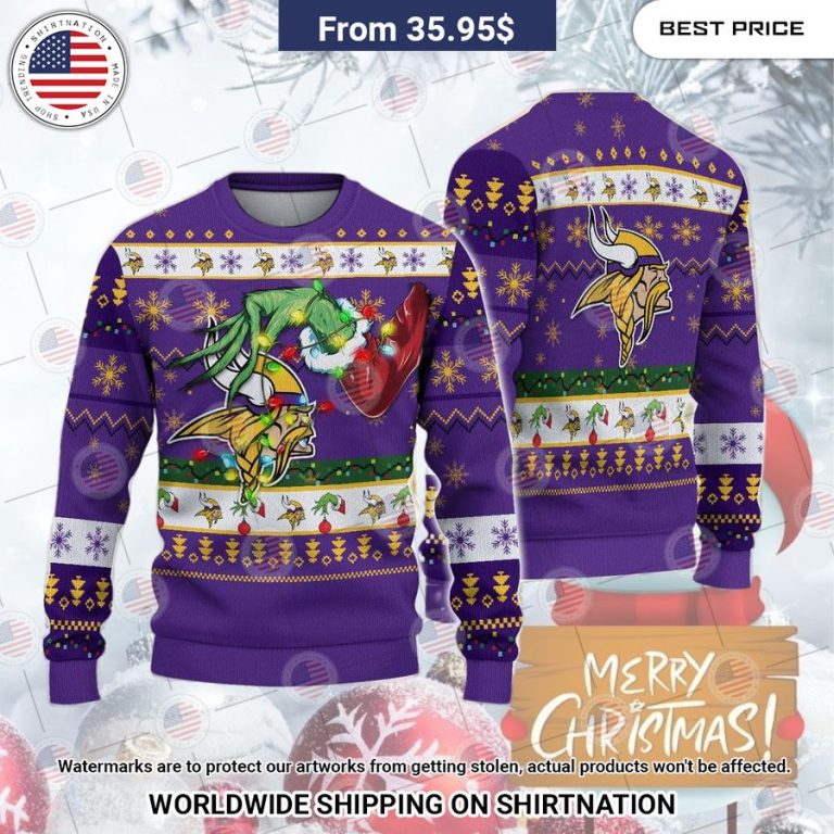 Minnesota Vikings Grinch Christmas Sweater Amazing Pic