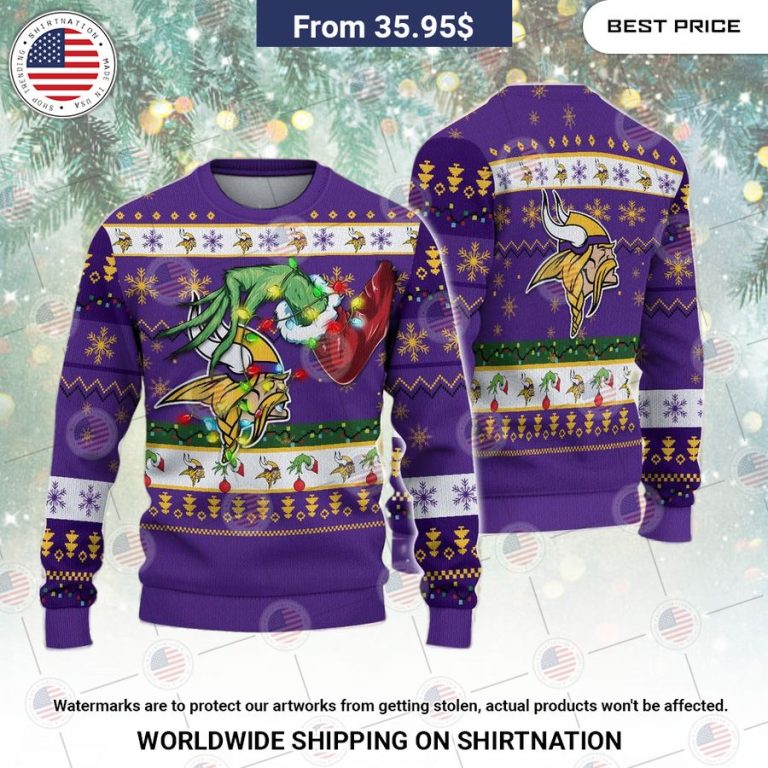 Minnesota Vikings Grinch Christmas Sweater This is awesome and unique