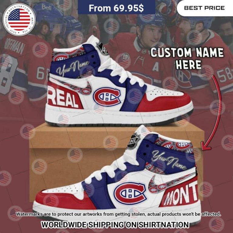 Montreal Canadiens Custom Nike Air Jordan High Top Shoes Lovely smile