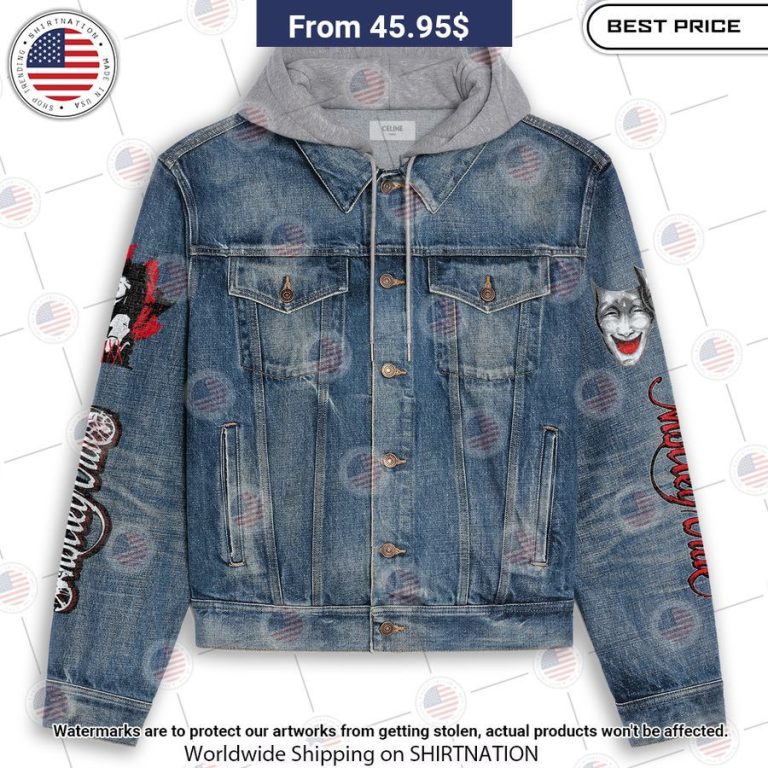 Motley Crue I'm Just On My Way Denim Jacket Hooded Good one dear