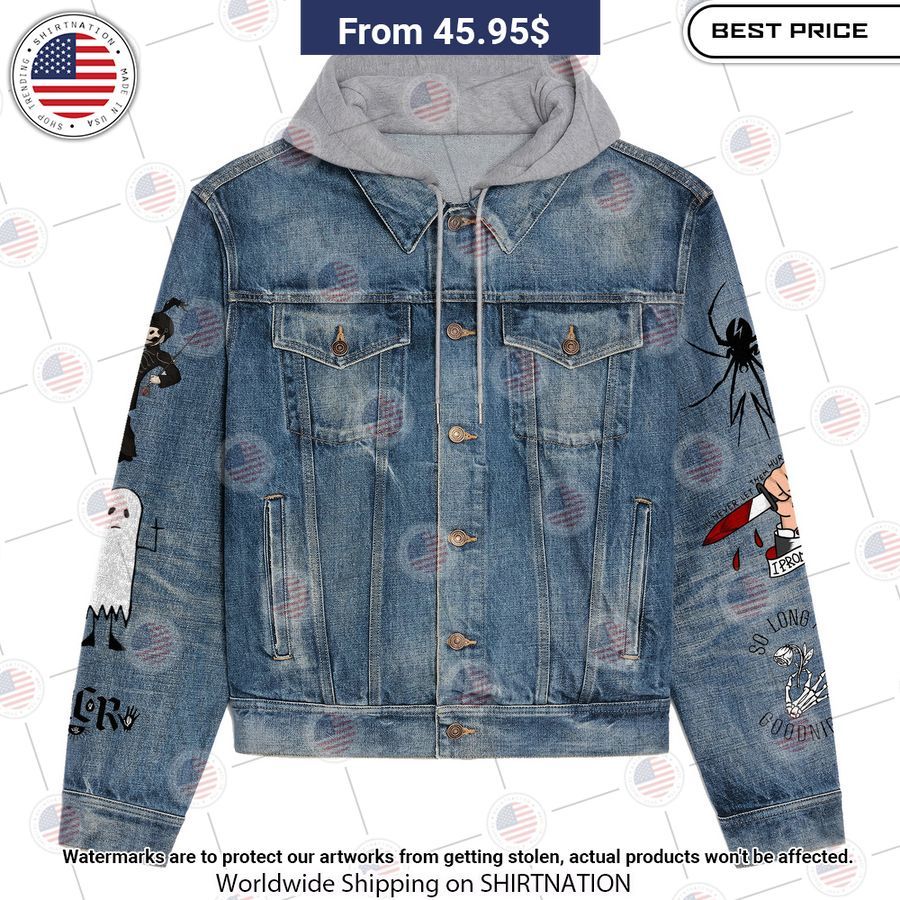 My Chemical Romance Denim Jacket Hooded Radiant and glowing Pic dear