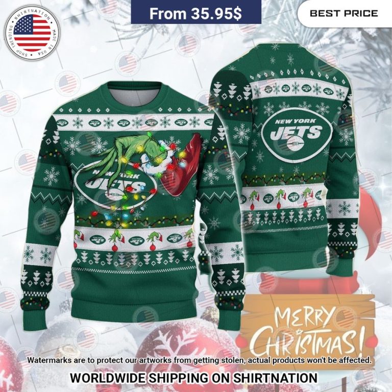 New York Jets Grinch Christmas Sweater Best couple on earth