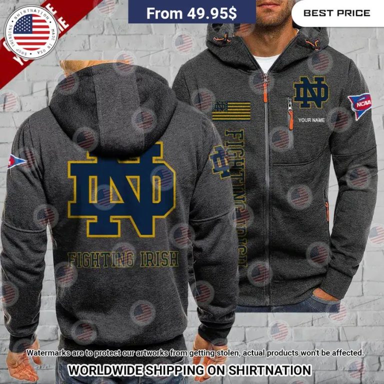 Notre Dame Fighting Irish Custom Chest Pocket Hoodie Loving click