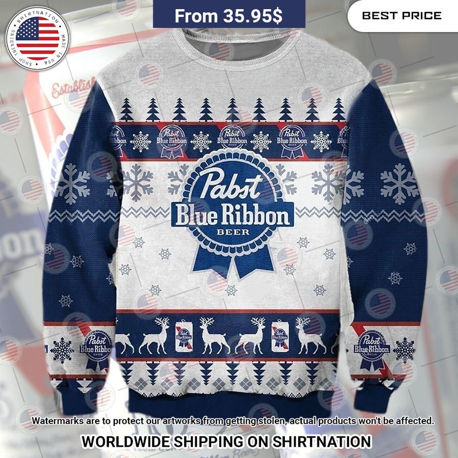 Pabst Blue Ribbon Beer Sweater Natural and awesome