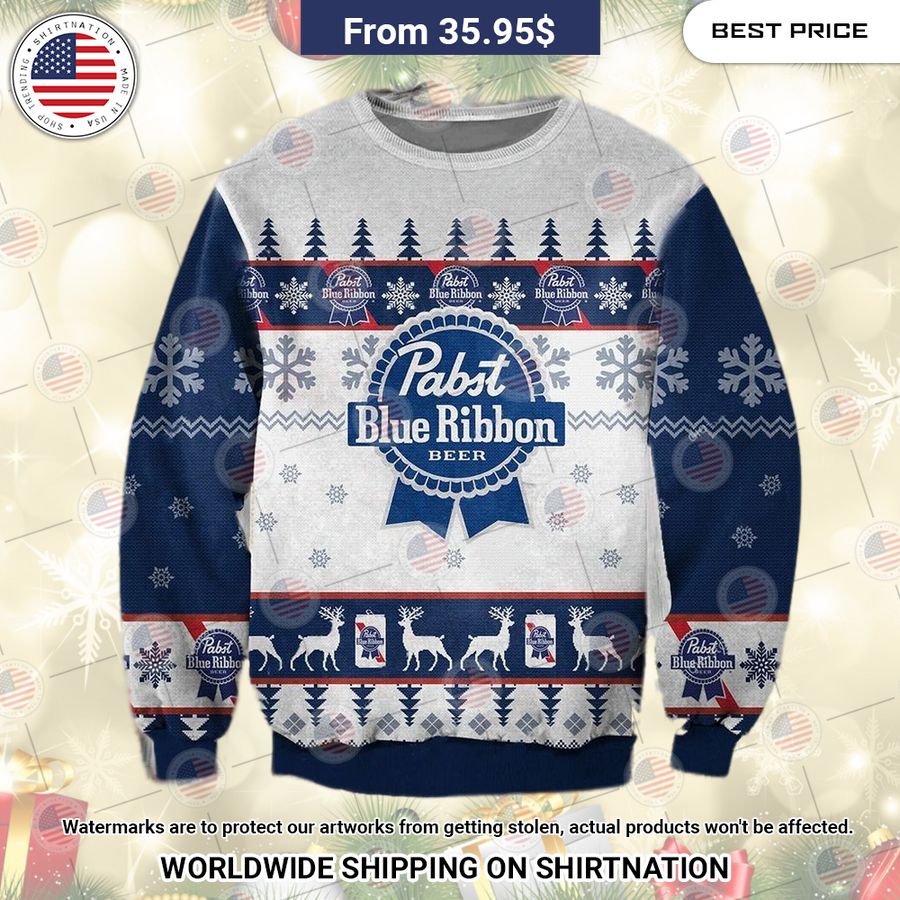 Pabst Blue Ribbon Christmas Sweater Amazing Pic