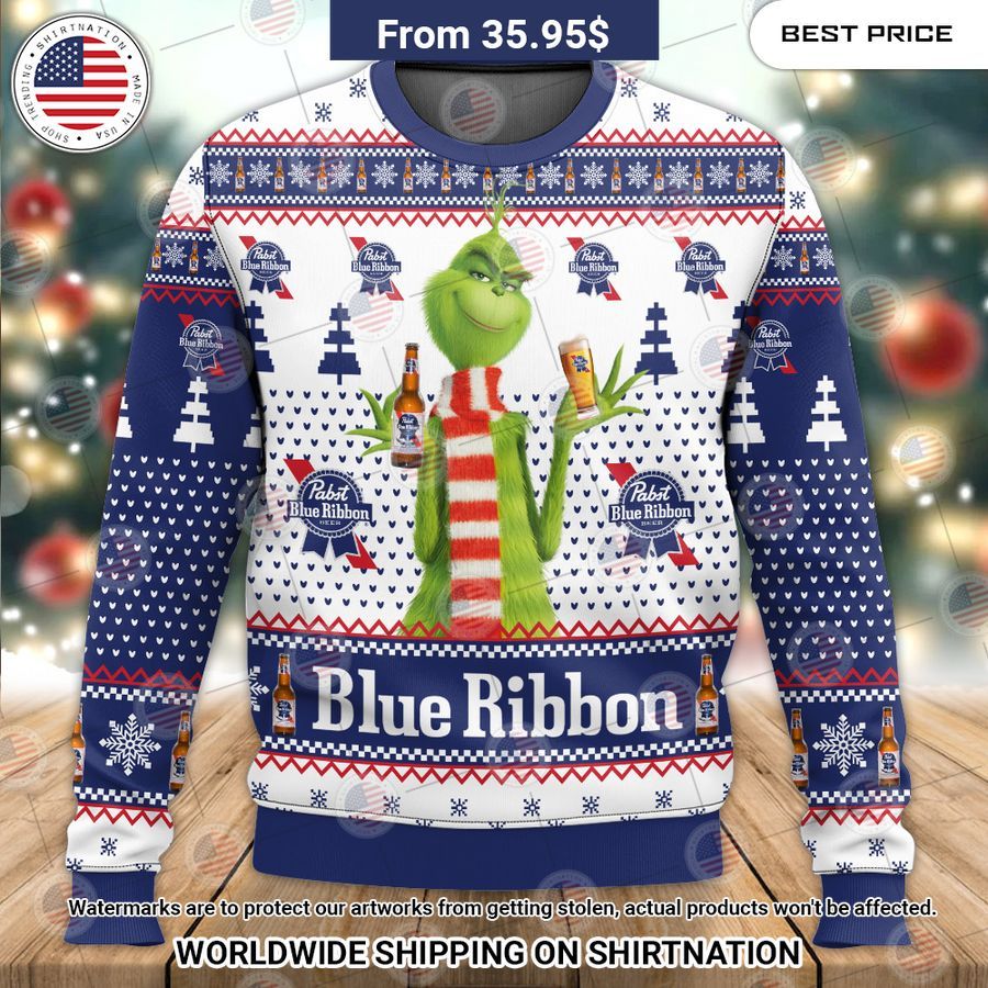 Pabst Blue Ribbon Grinch Sweater Best click of yours
