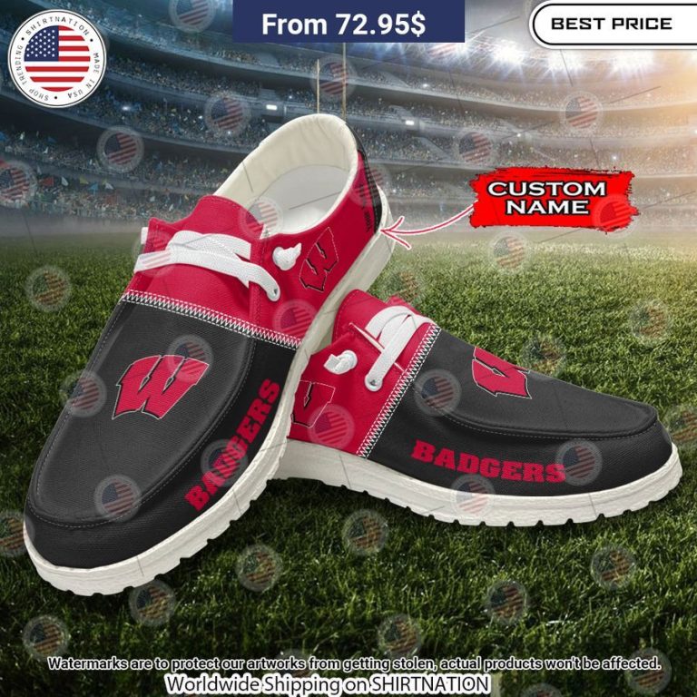 Personalized Wisconsin Badgers Hey Dude Shoes You look too weak