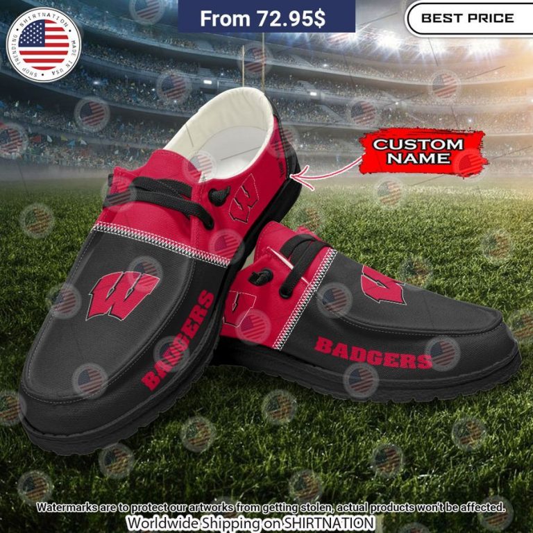 Personalized Wisconsin Badgers Hey Dude Shoes Damn good