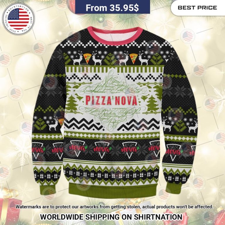 Pizza Nova Christmas Sweater I am in love with your dress