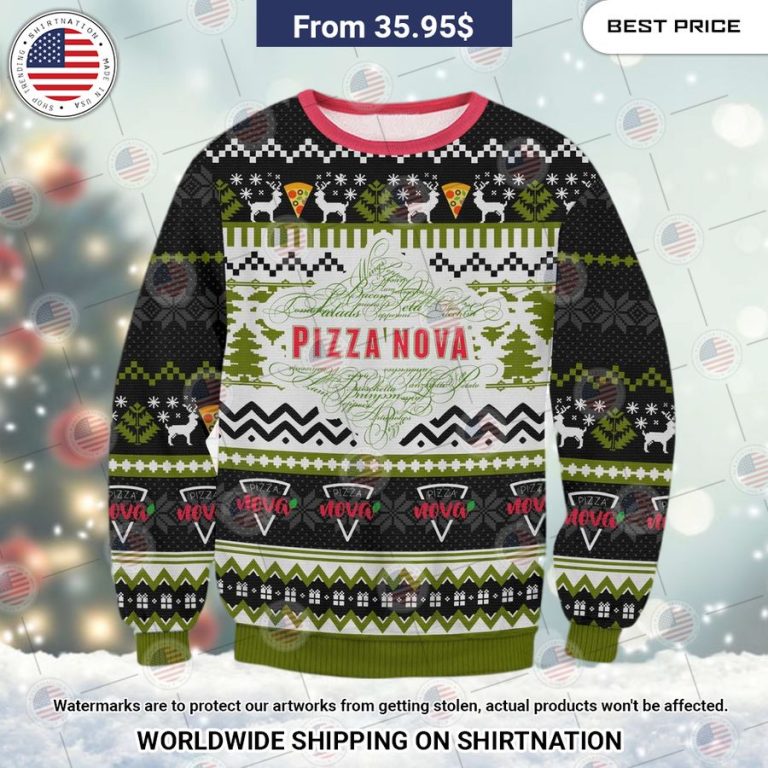 Pizza Nova Christmas Sweater Lovely smile