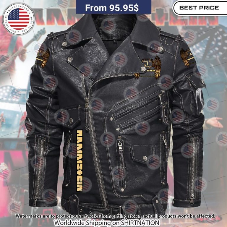 Rammstein Eagle Solid Zip Locomotive Leather Jacket Lovely smile