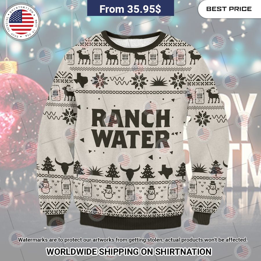 Ranch Water Seltzer Christmas Sweater Nice Pic