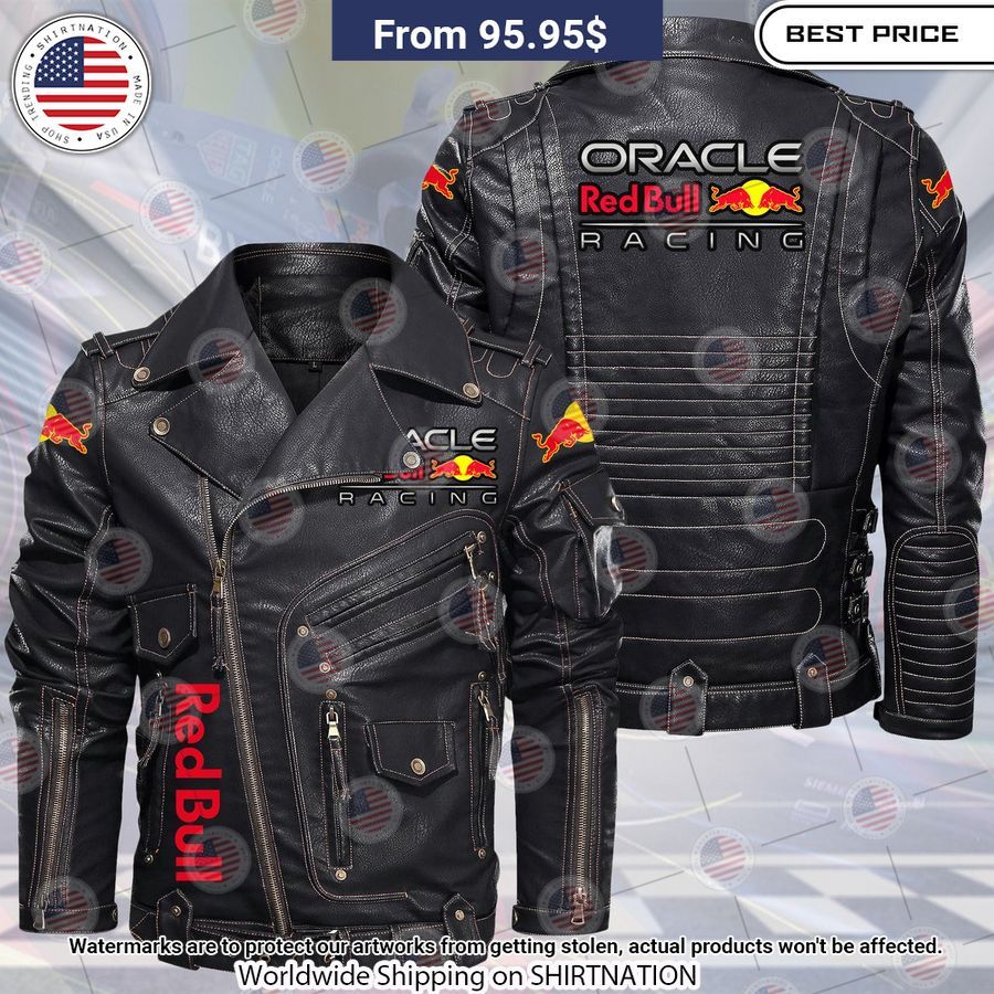 Red Bull Belt Solid Zip Locomotive Leather Jacket Out of the world