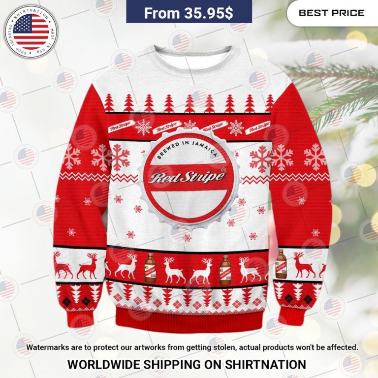 Red Stripe Beer Christmas Sweater You look lazy