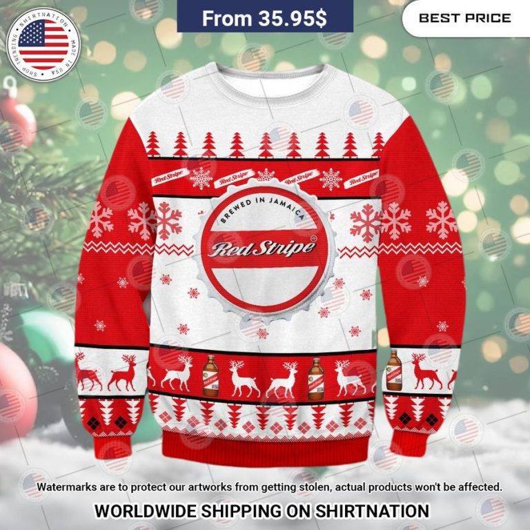 Red Stripe Beer Christmas Sweater Elegant picture.