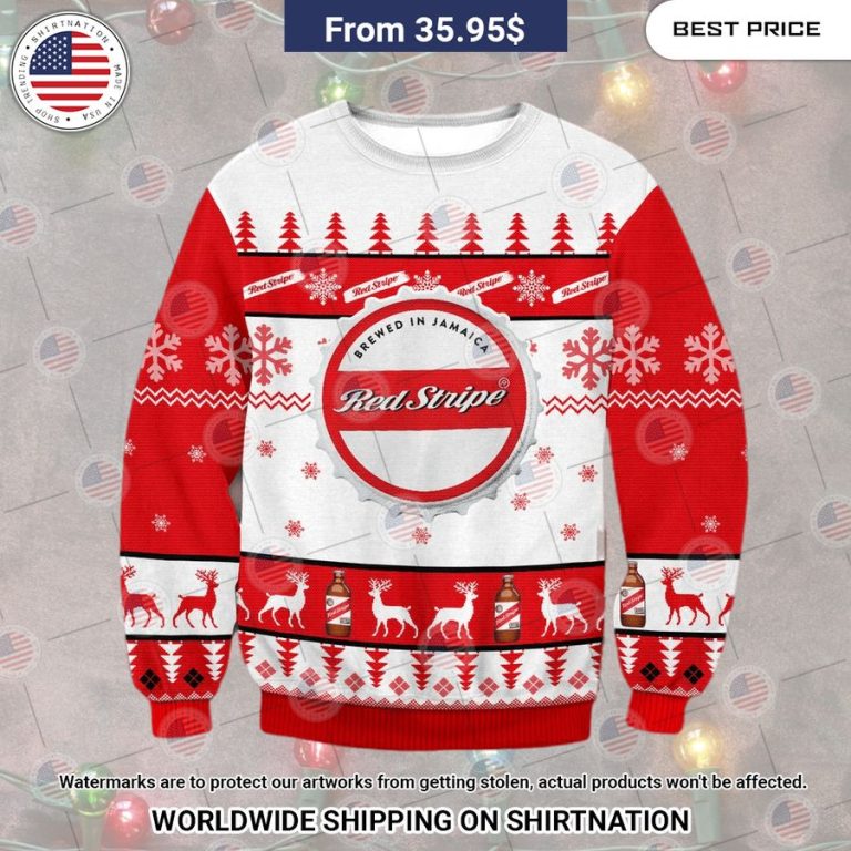 Red Stripe Beer Christmas Sweater Sizzling