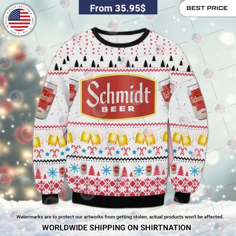 Schmidt Beer Christmas Sweater Stand easy bro